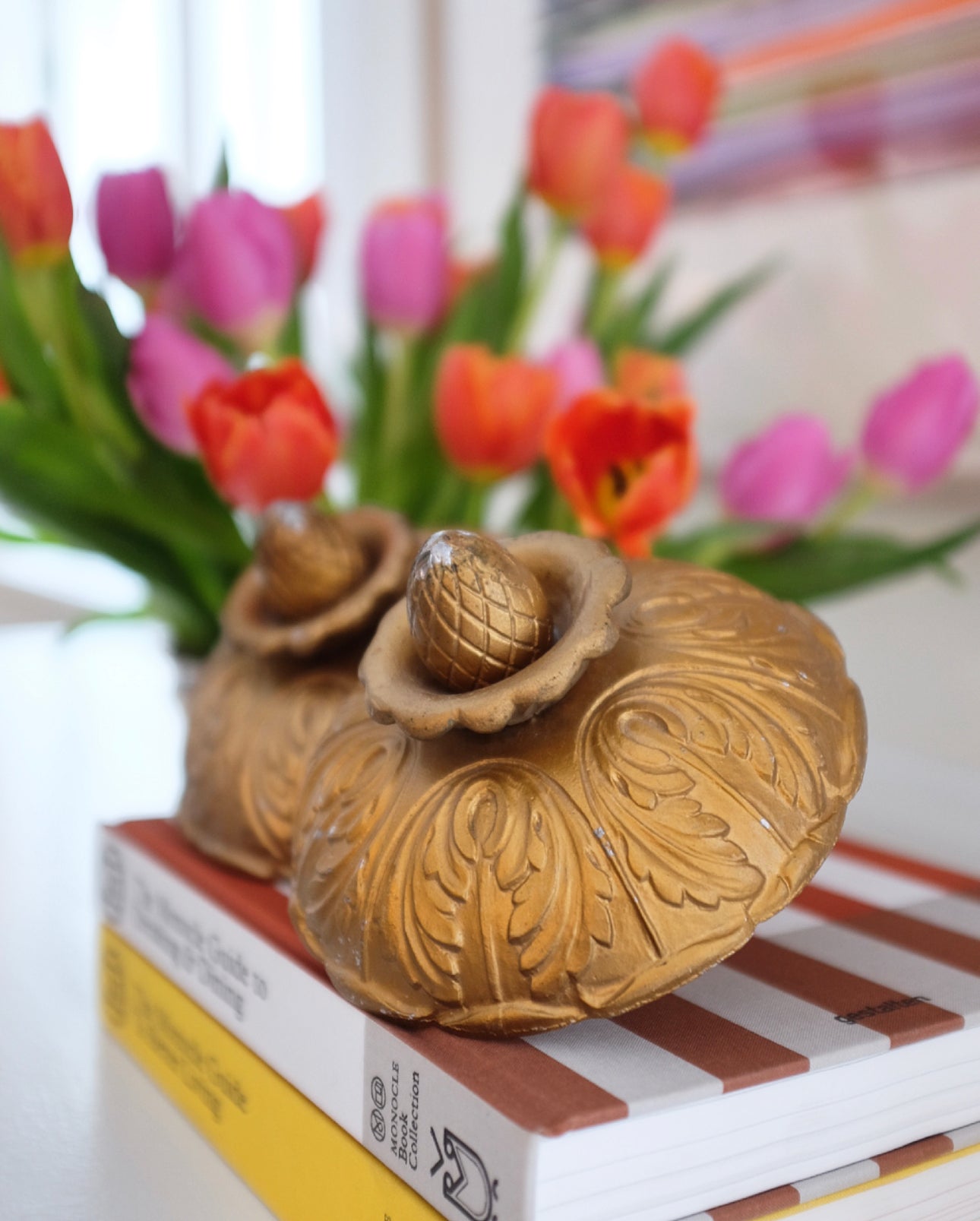Early 20th C. Gilt Cast Metal Finials