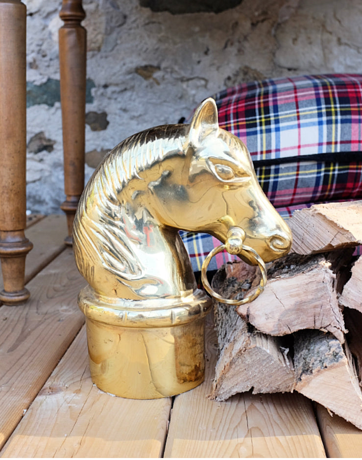 Solid Brass Horse Head Andirons