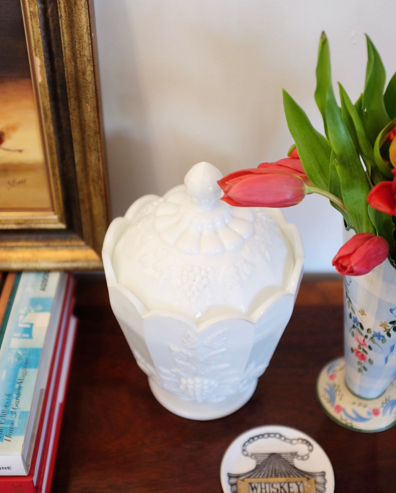 Westmoreland Grape Milk Glass Jar