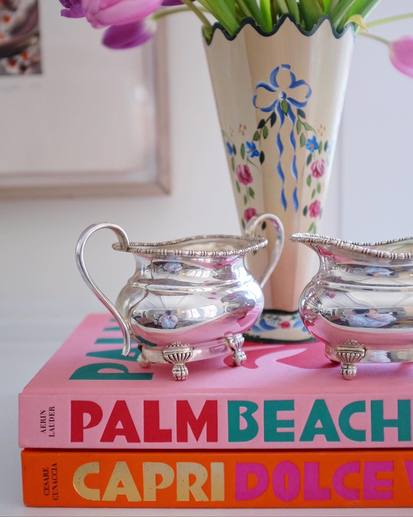 Sheffield Silver Plate Sugar Bowl and Creamer Set