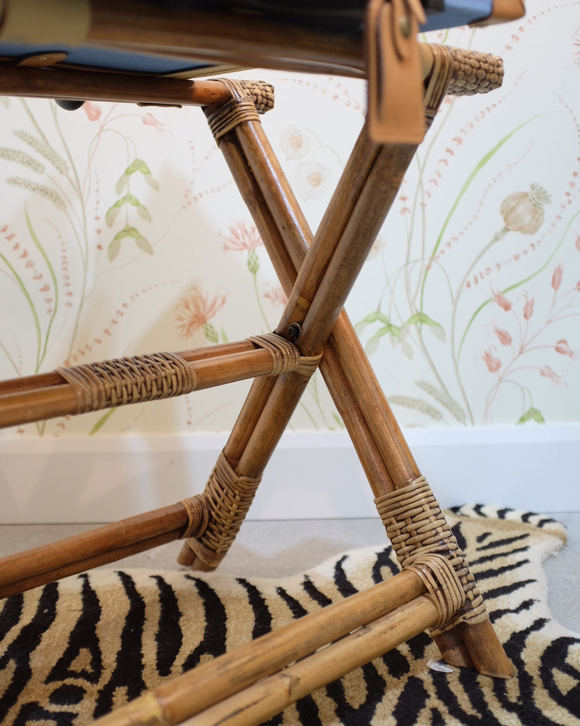 Burnt Bamboo and Wicker Luggage Rack