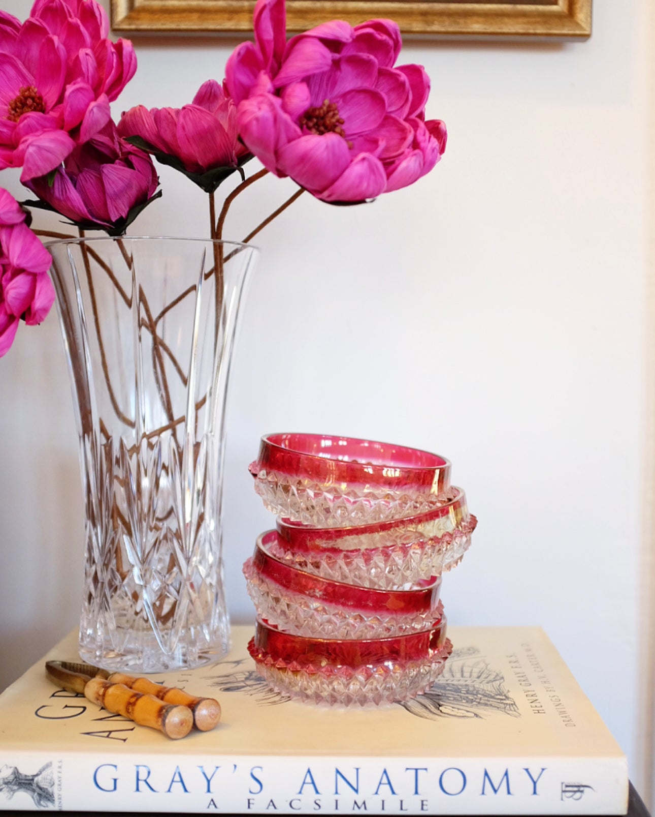Set of 4 Cranberry Glass Bowls