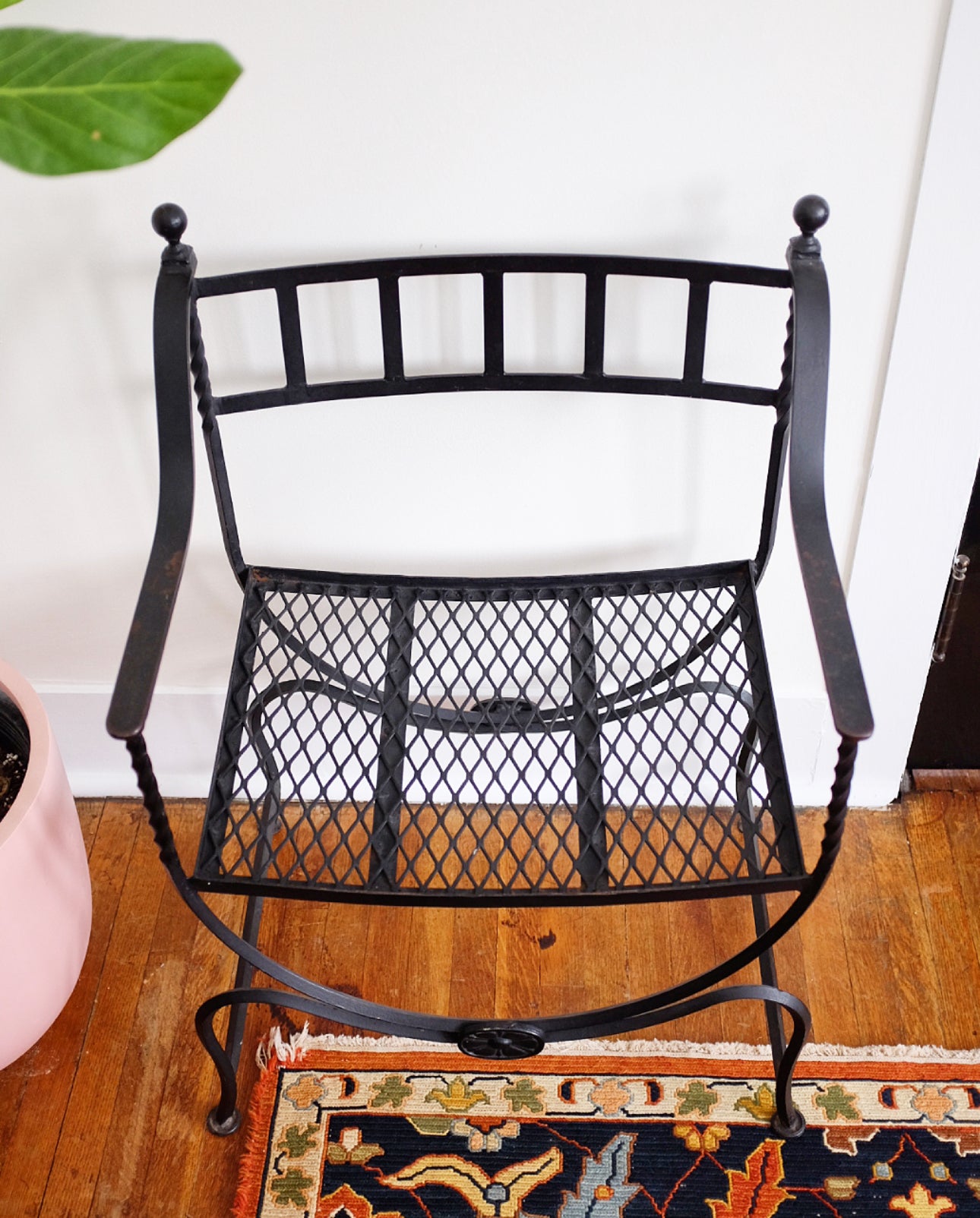 Mid Century Wrought Iron Savonarola Style Chair