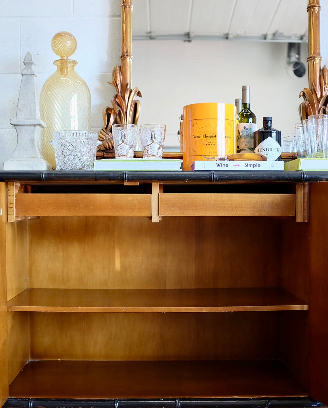 Faux Bamboo and Cane Credenza