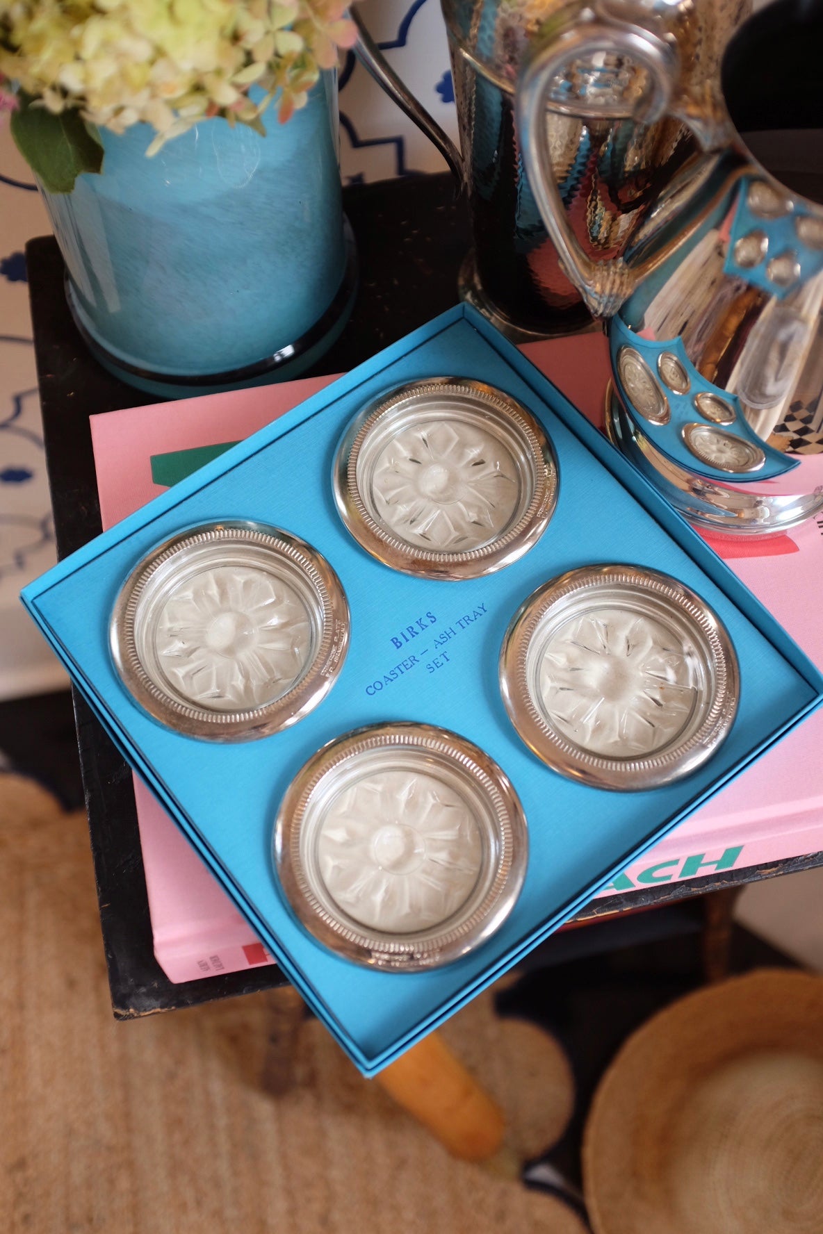 Set of 4 Birks Silver Plate Coasters in Original Box