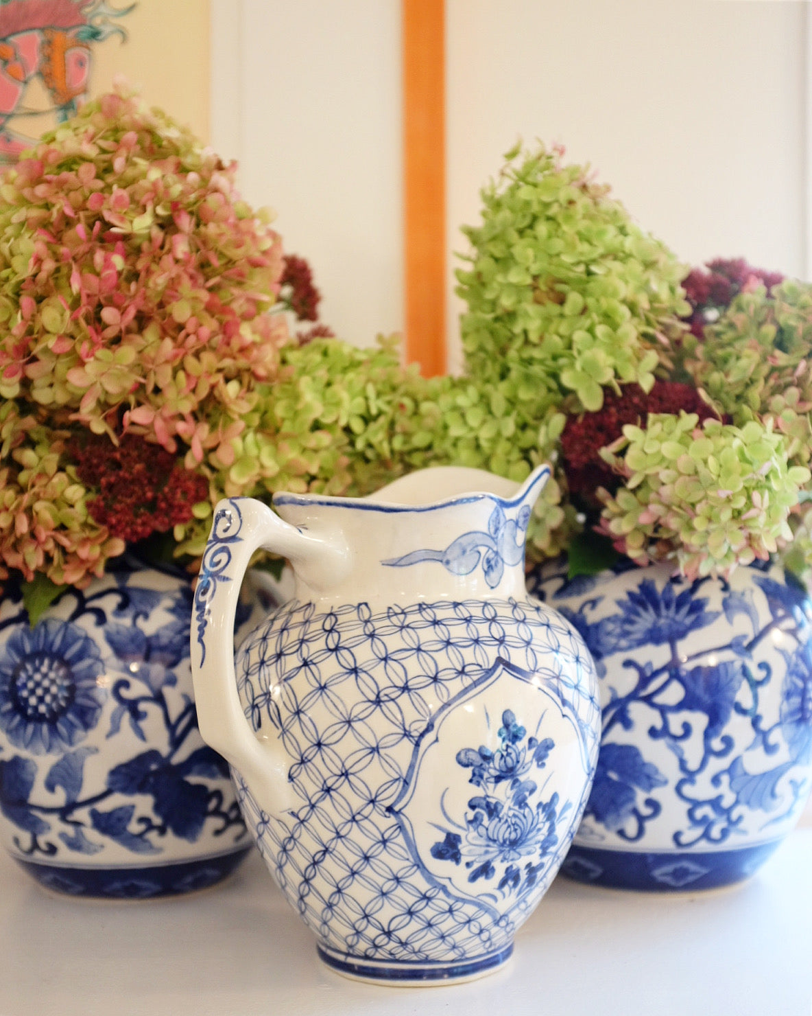 Blue and White Pitcher