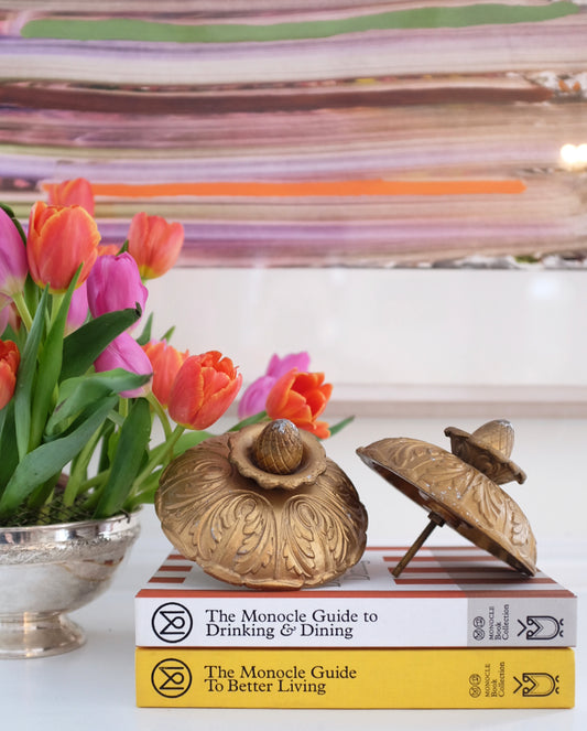 Early 20th C. Gilt Cast Metal Finials