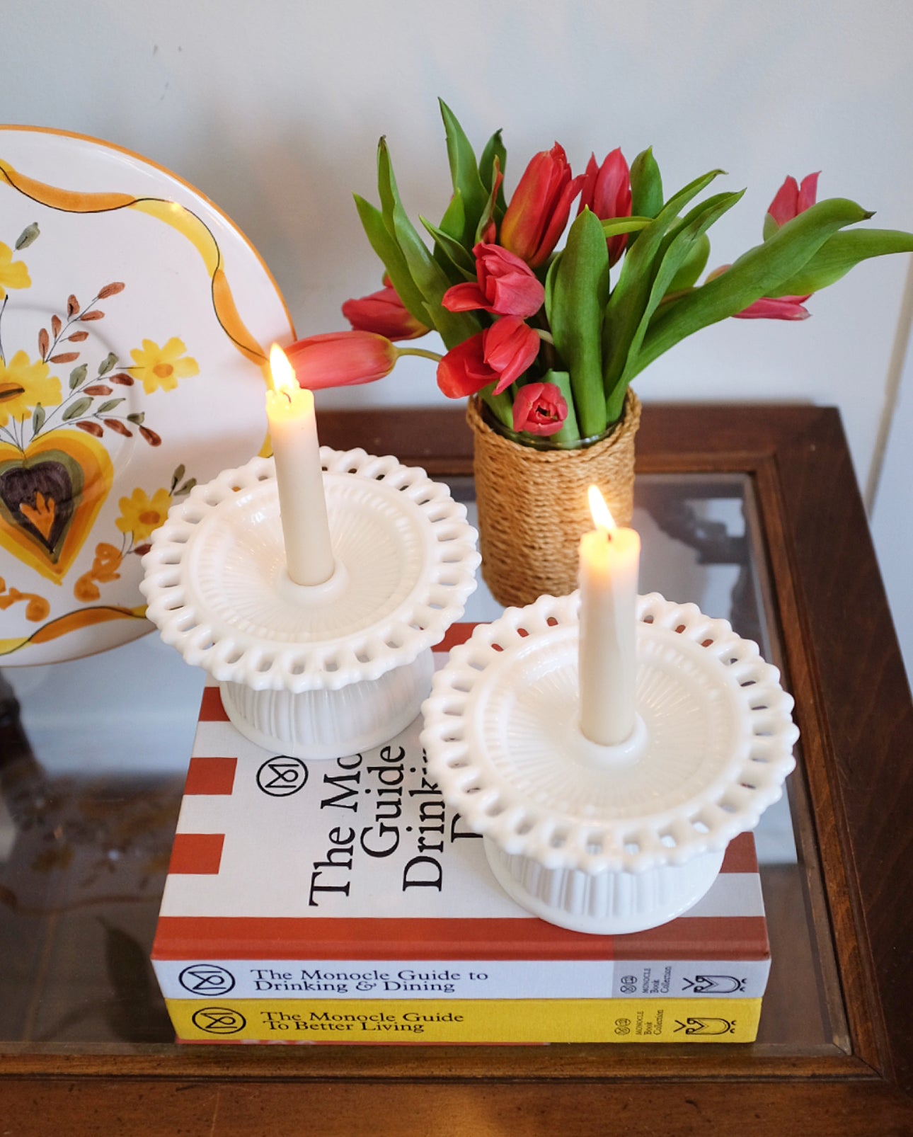 Milk Glass Candle Stick Holders