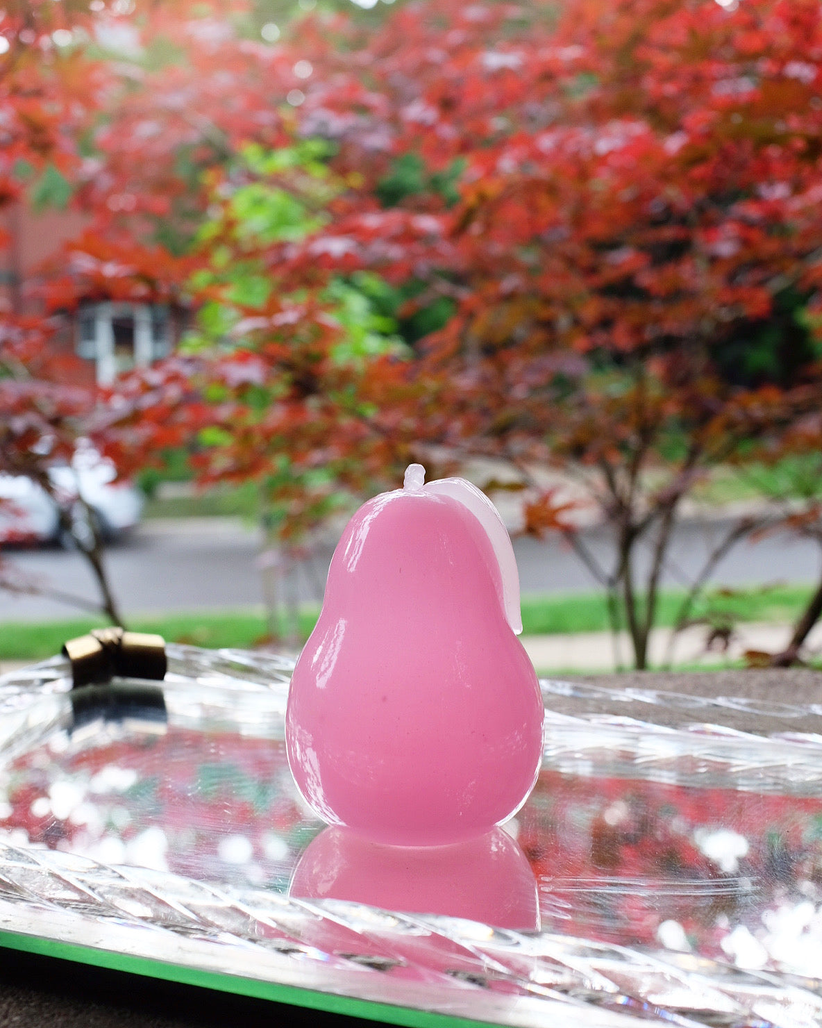 Pink Glass Pear & Strawberry