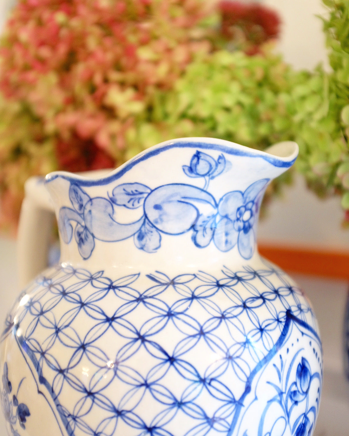 Blue and White Pitcher