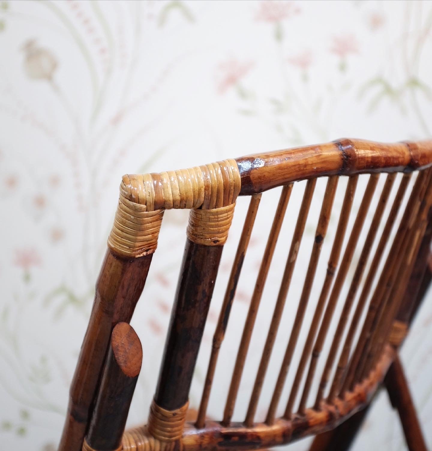 Folding Burnt Bamboo Chairs