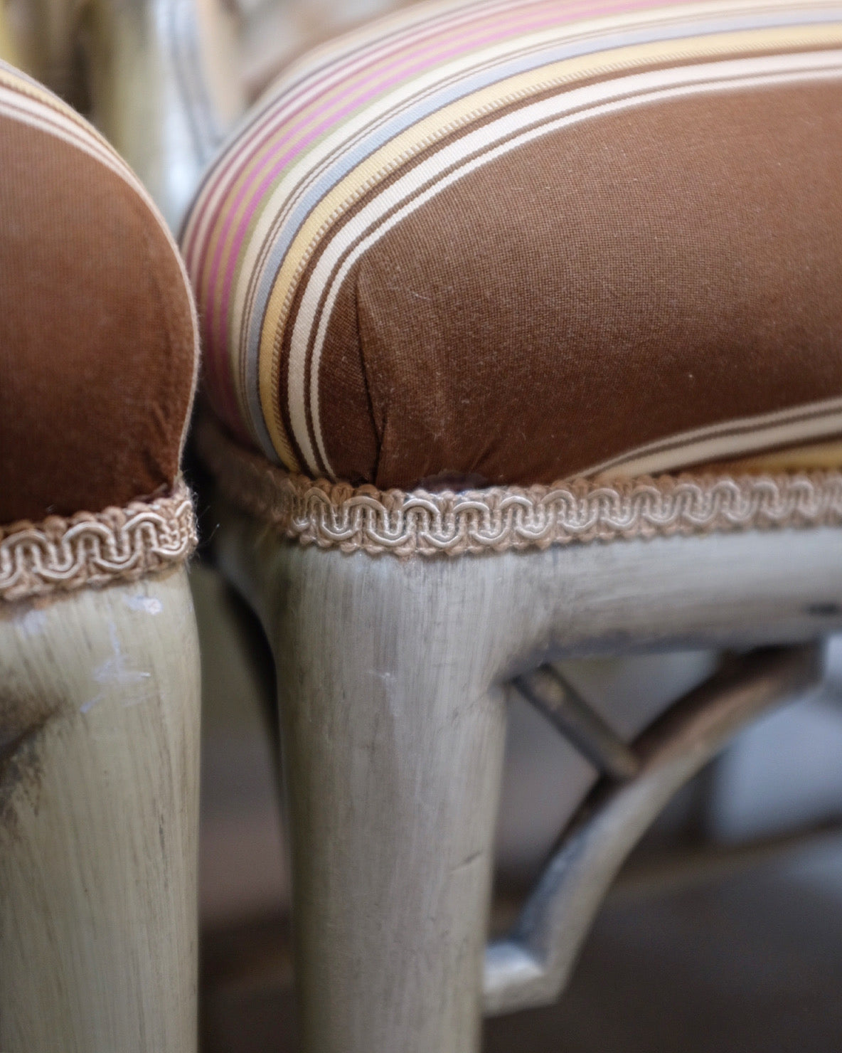 Distressed Pair of Faux Bamboo Captains Chairs