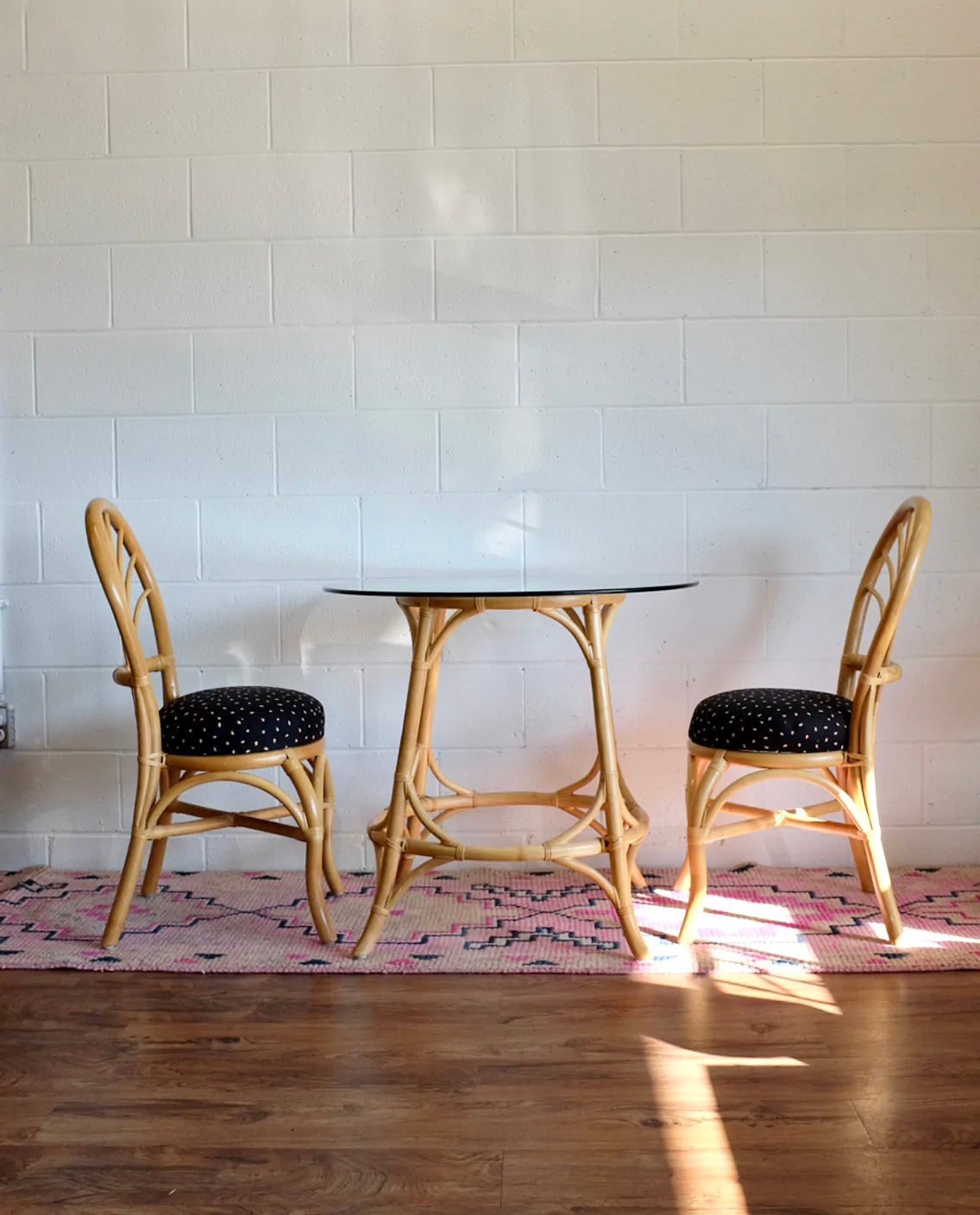Rattan Table & Two Chairs Set