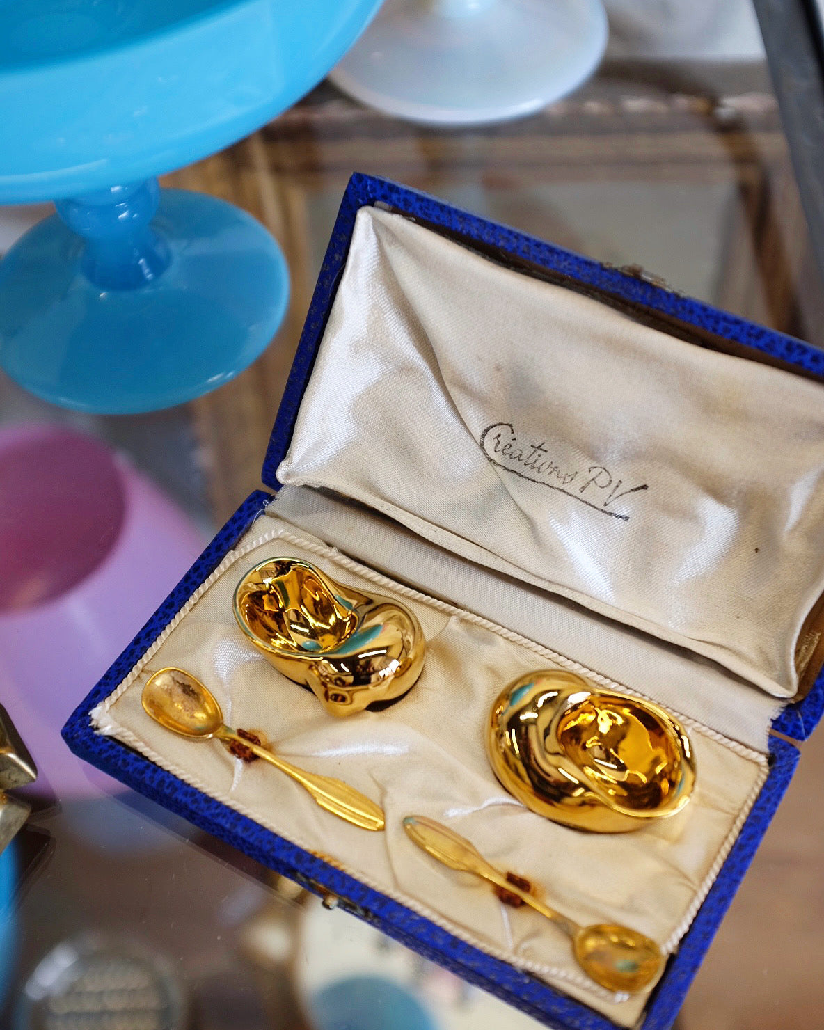 Limoges Gold Shell Salt and Pepper Dishes