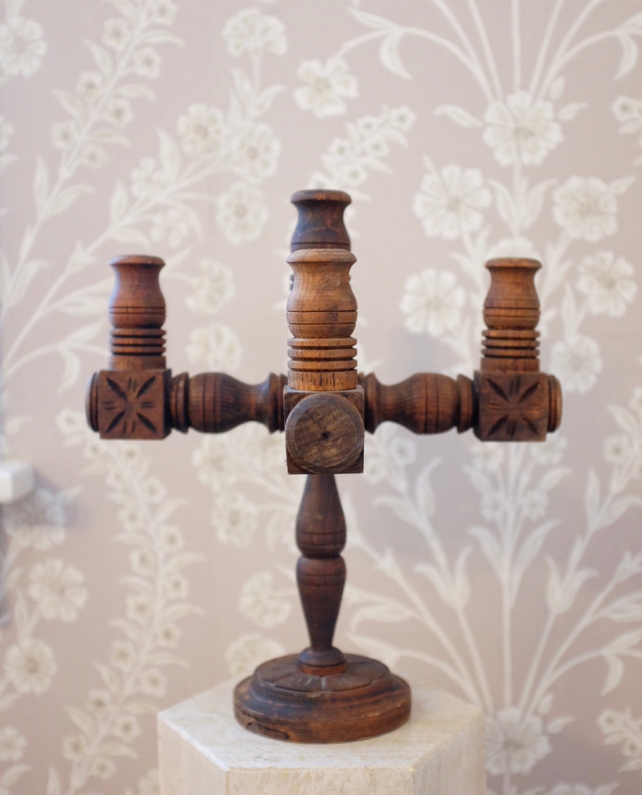 Carved Wood Candelabra
