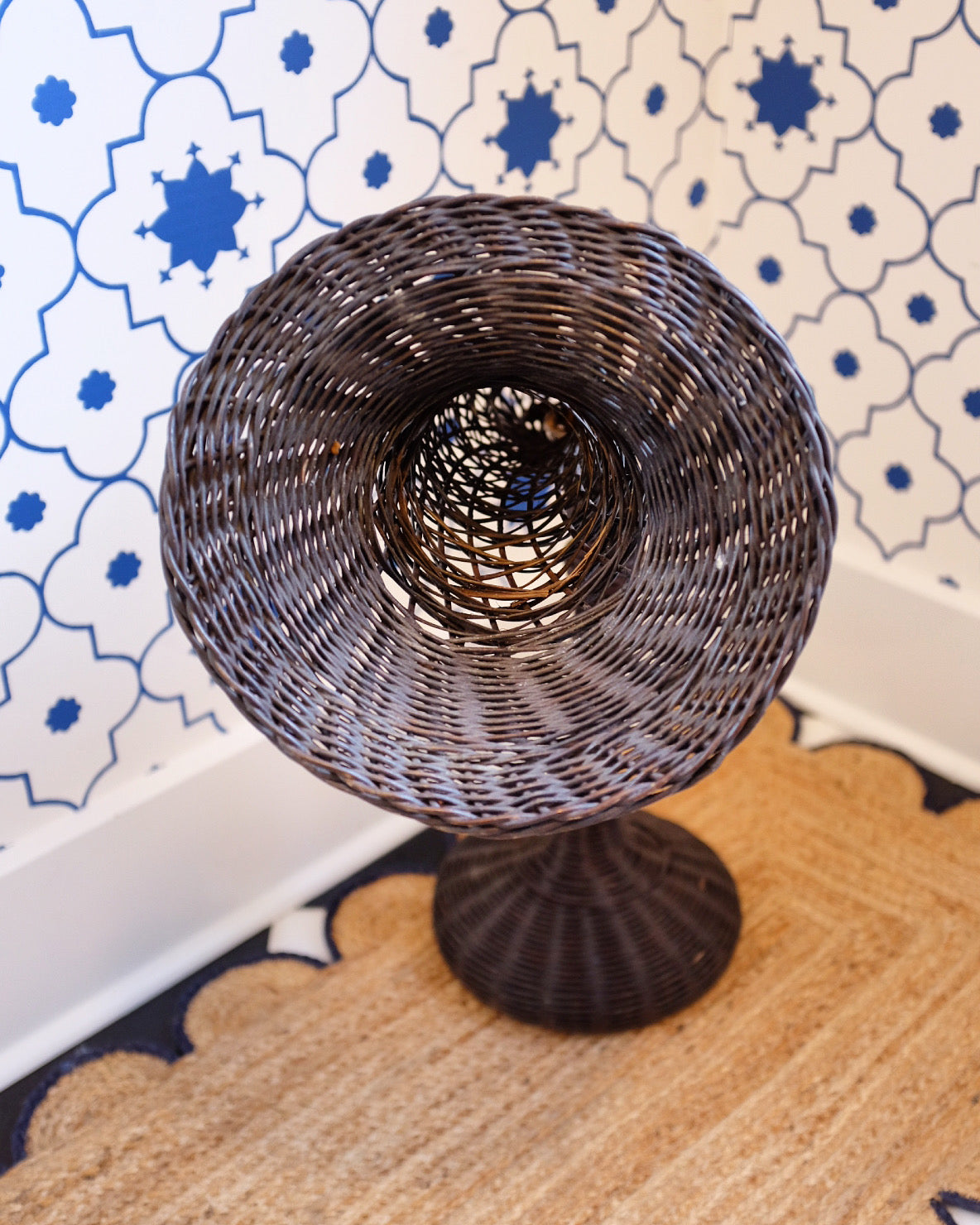 Tall Wicker Trumpet Plant Stand