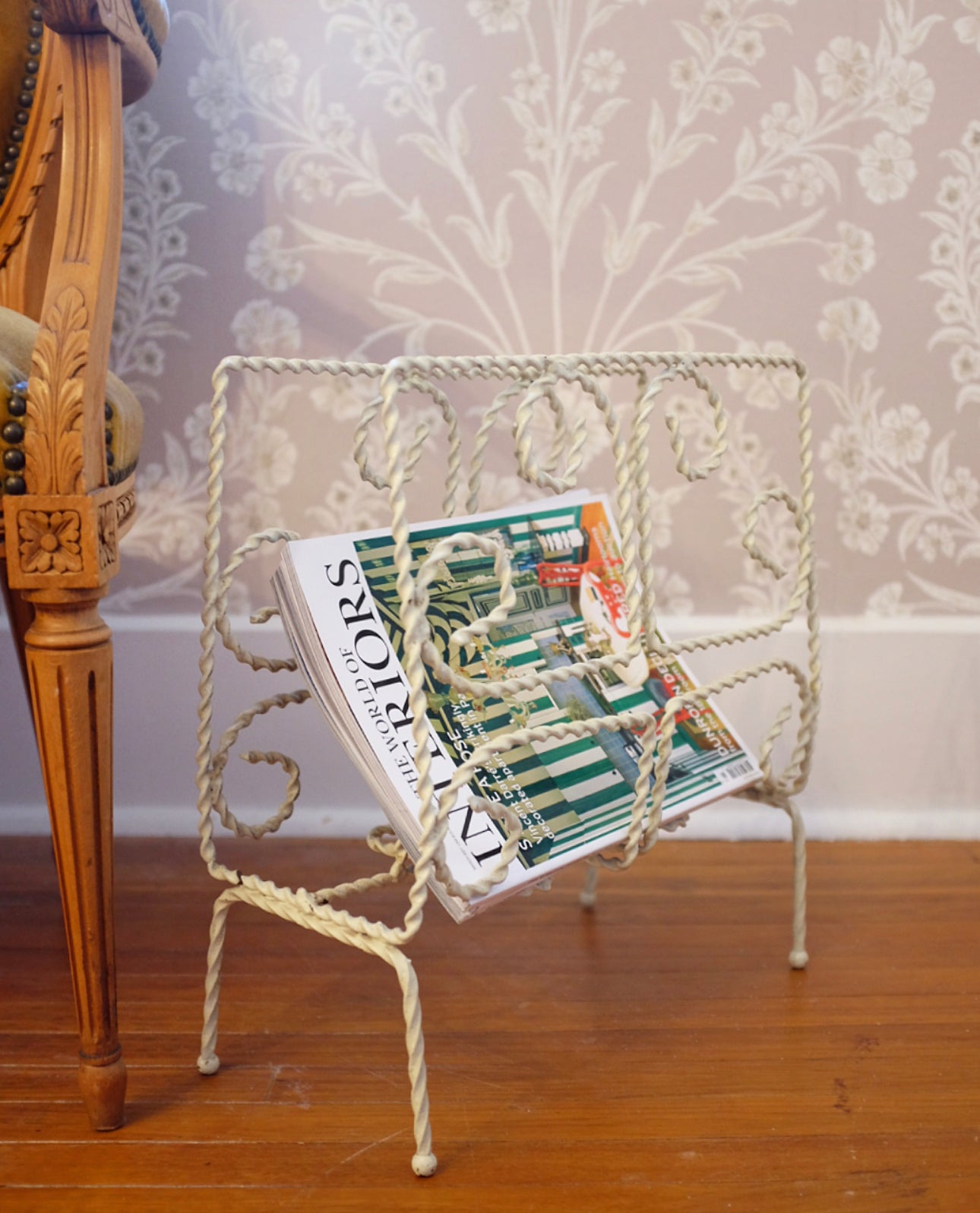 Twisted Wrought Iron Magazine Rack