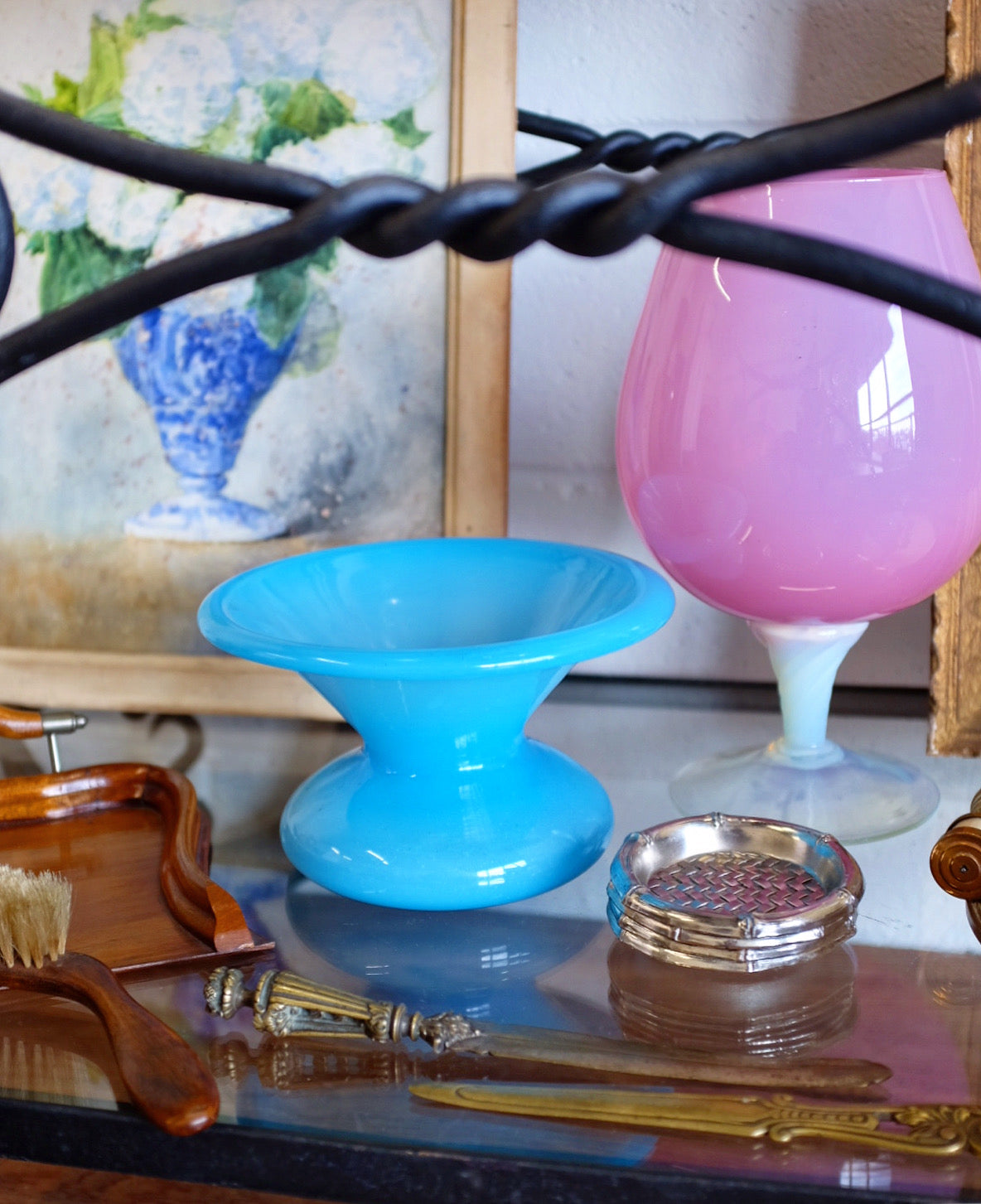 French Blue Opaline Bowl