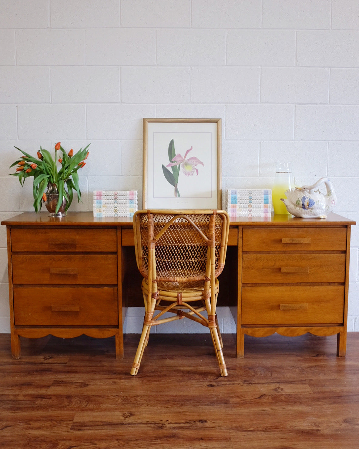 Large Desk with Scallop Edge