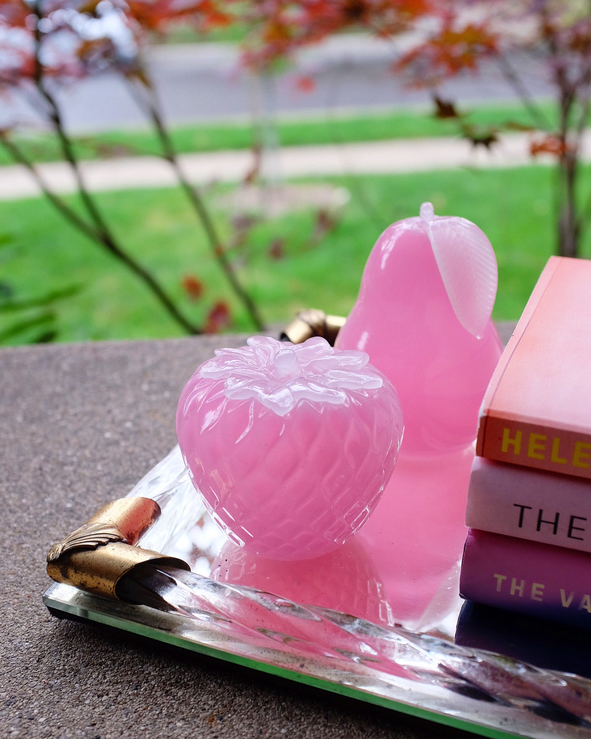 Pink Glass Pear & Strawberry