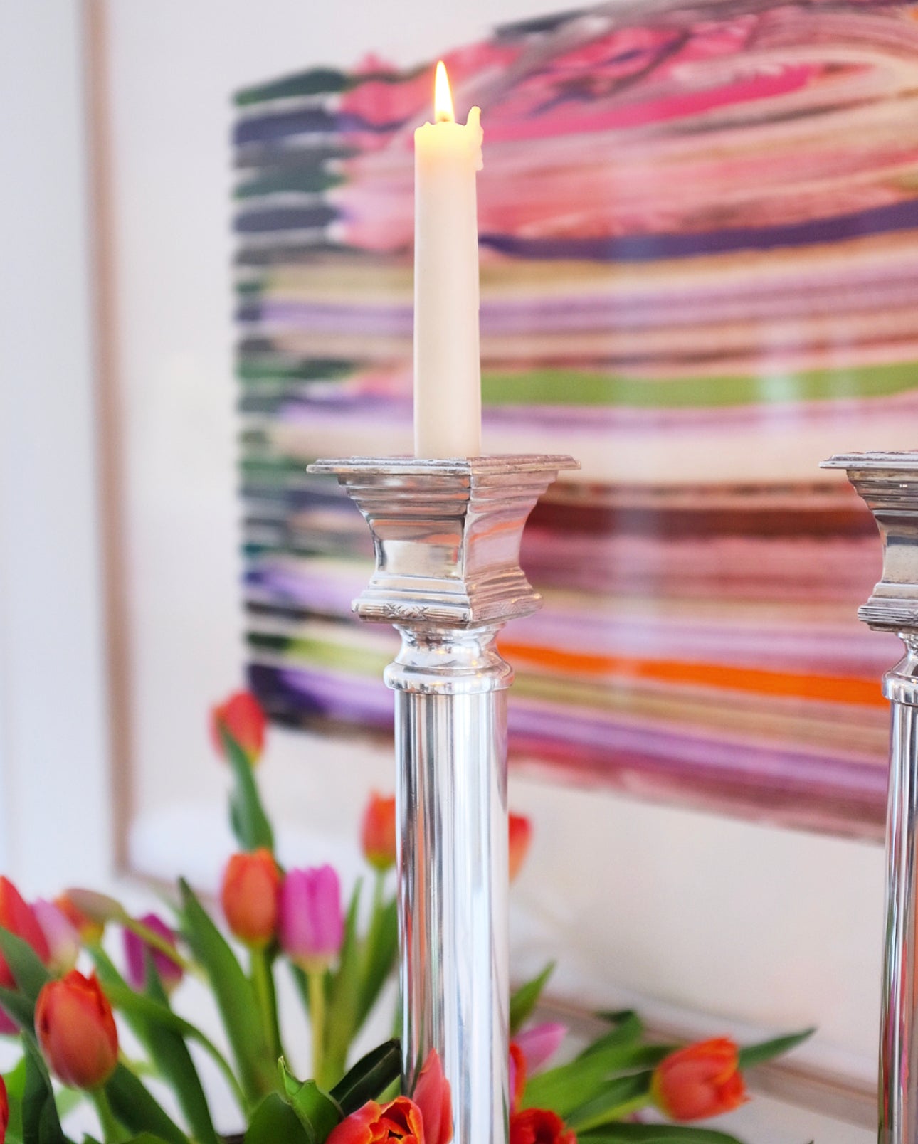 Large Silver Plate Candlesticks