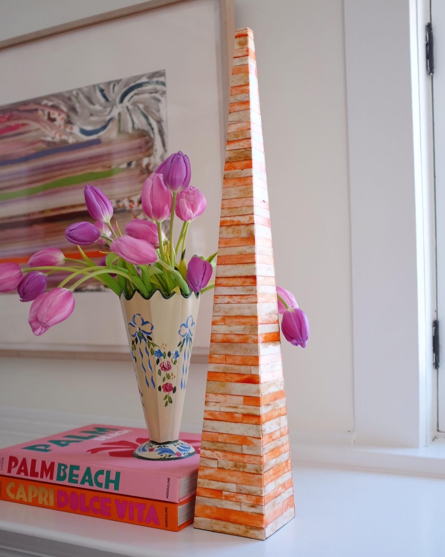 Orange and Beige Bone Obelisk