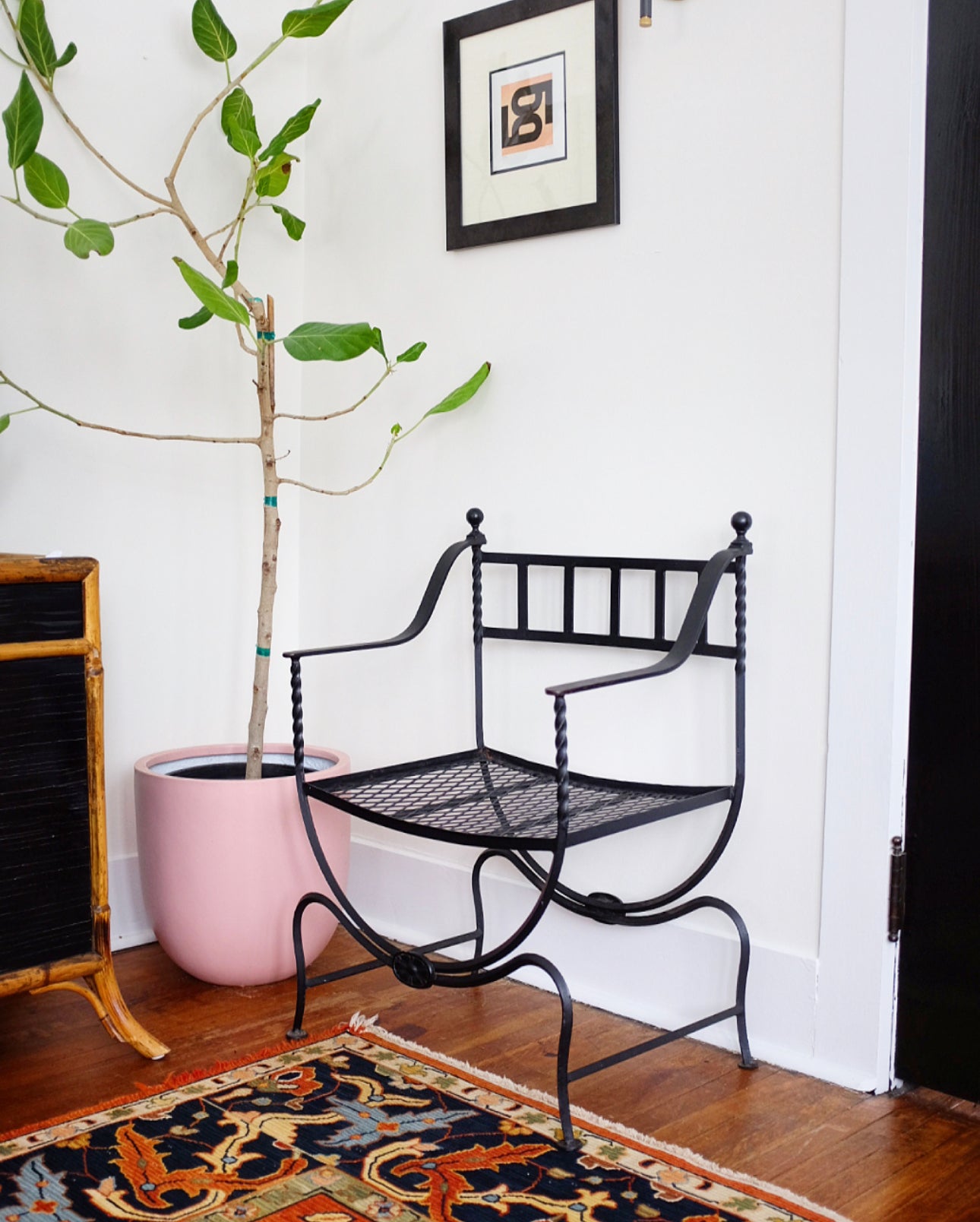 Mid Century Wrought Iron Savonarola Style Chair