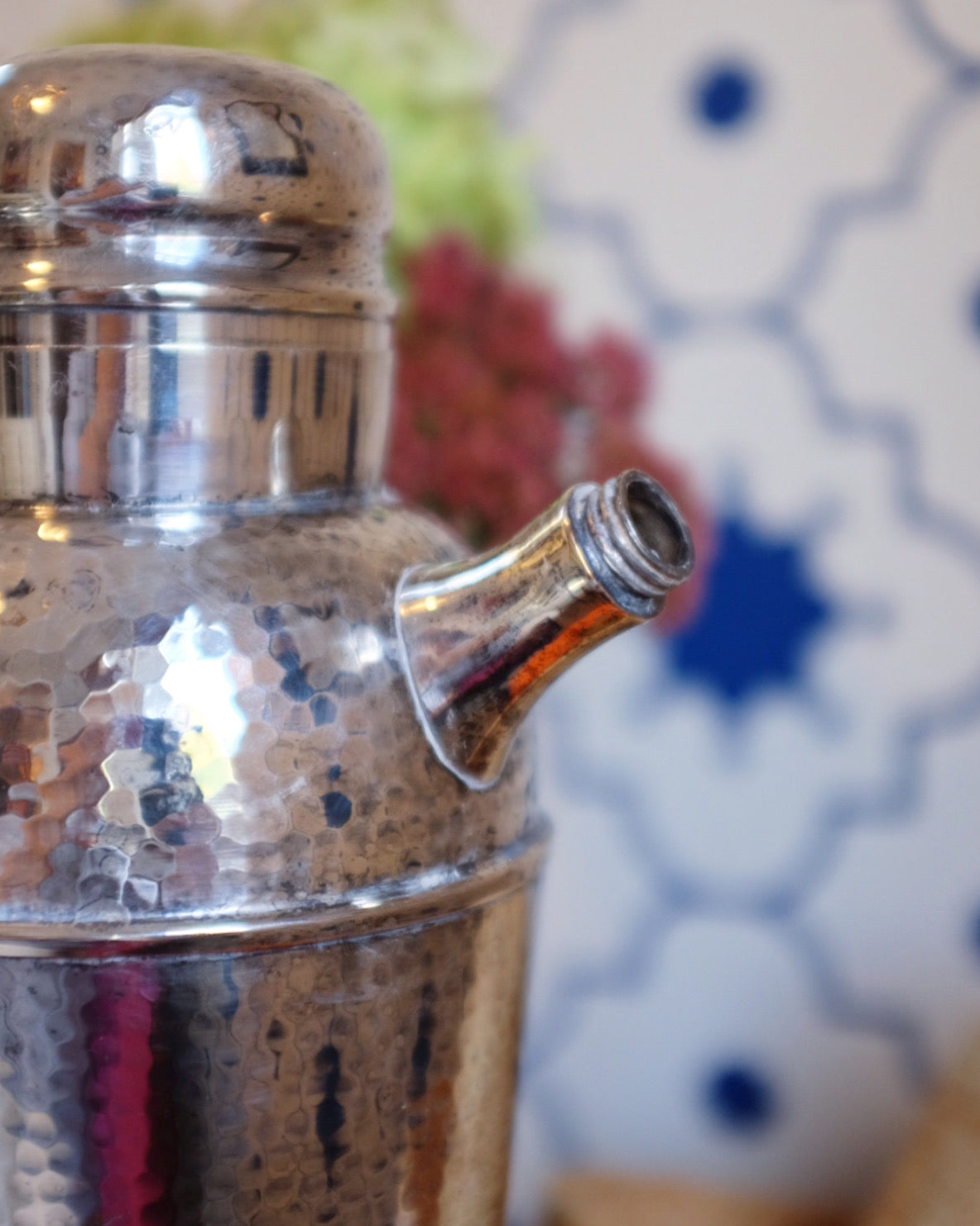 Hammered Silver Plate Cocktail Shaker & Pourer