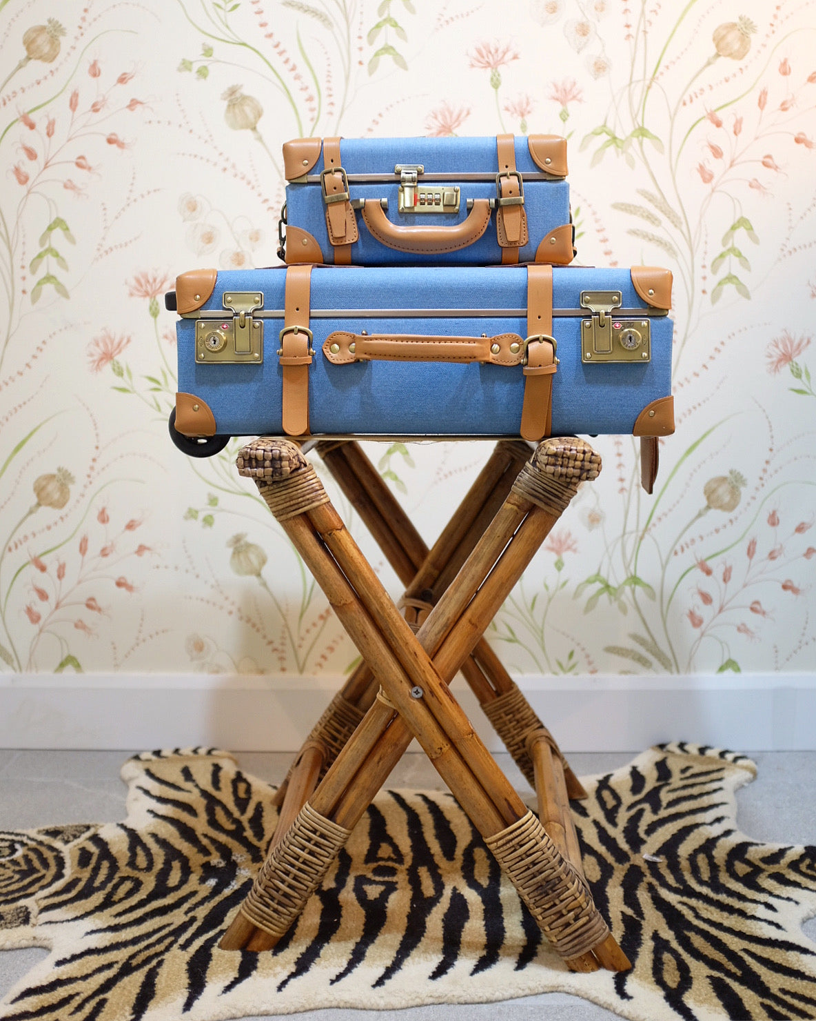 Burnt Bamboo and Wicker Luggage Rack