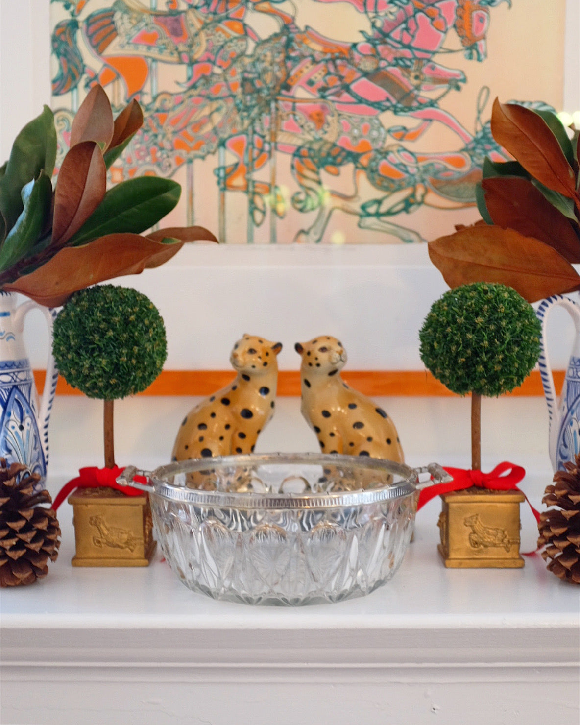 Cut Glass Bowls with Silver Faux Bamboo Trim