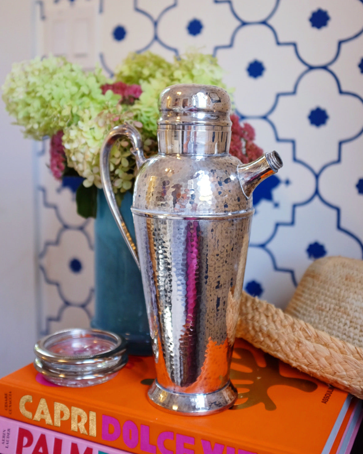 Hammered Silver Plate Cocktail Shaker & Pourer