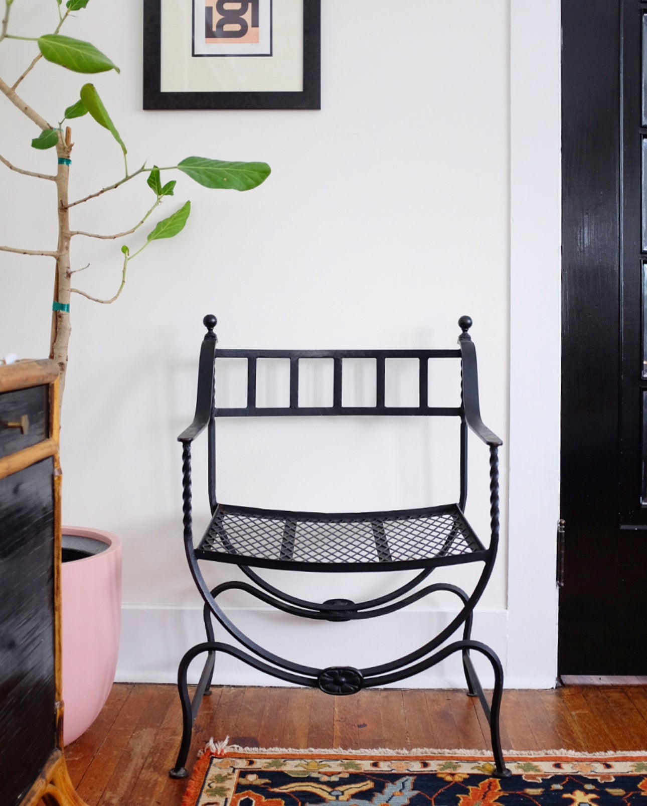 Mid Century Wrought Iron Savonarola Style Chair