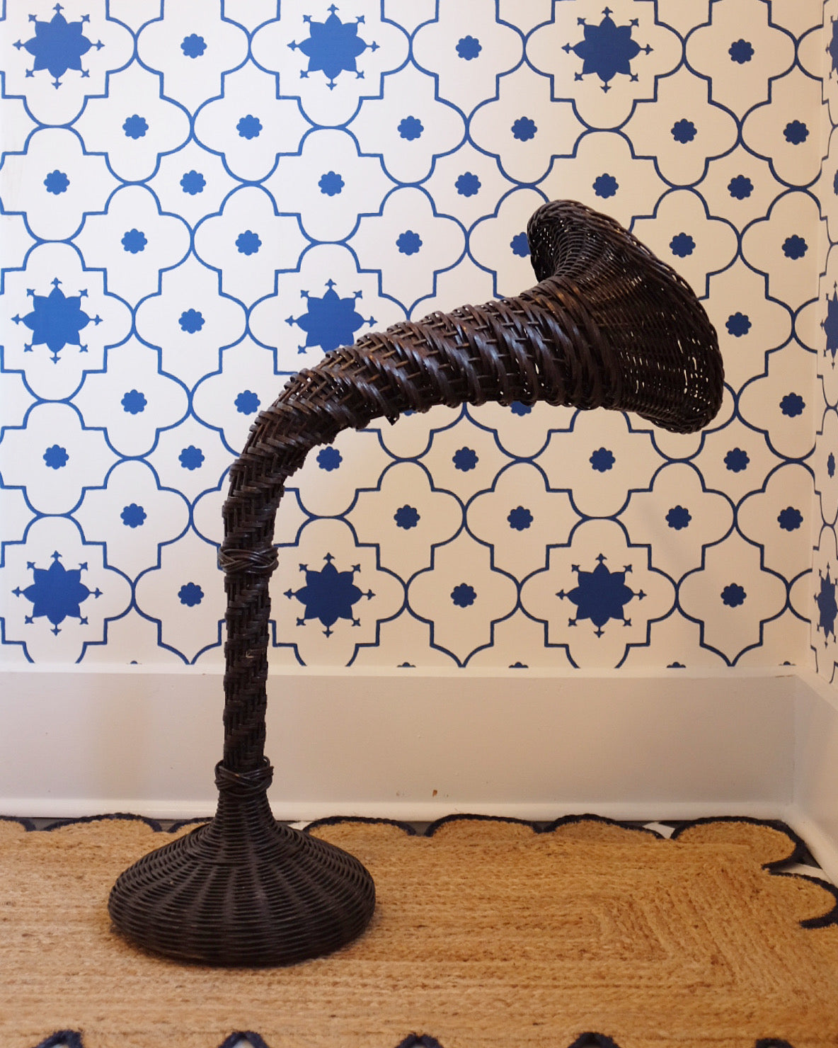 Tall Wicker Trumpet Plant Stand