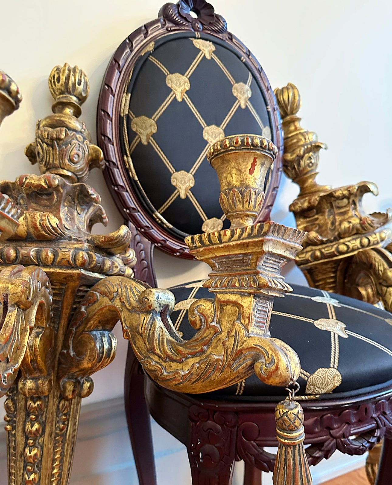 Large & Ornate Gilded Wood Sconces