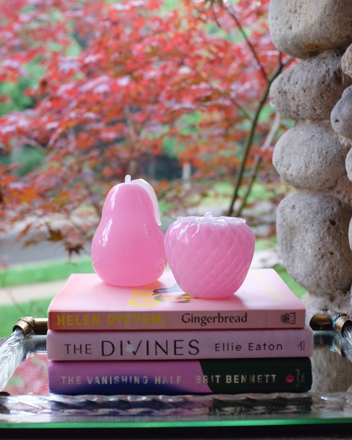 Pink Glass Pear & Strawberry