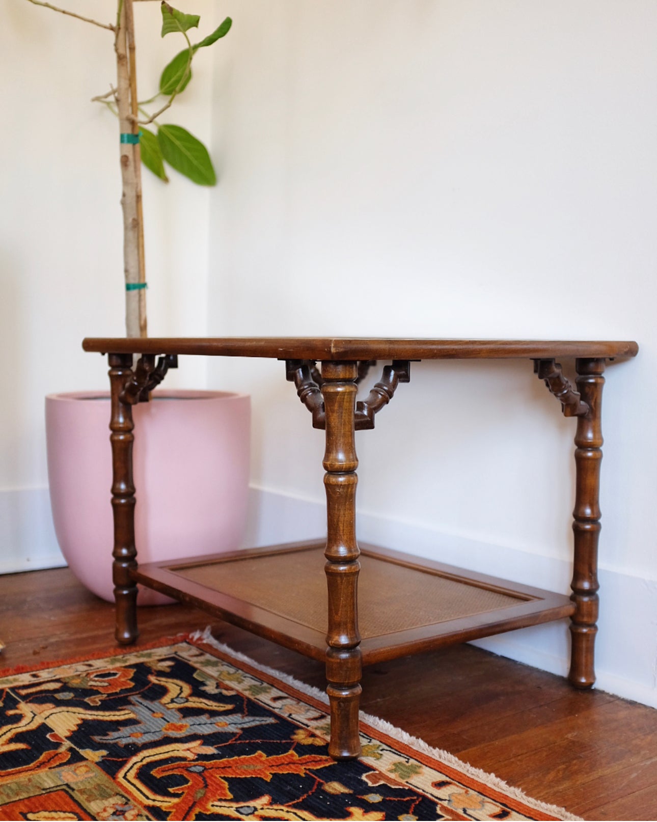 Faux Bamboo Table with Fretwork