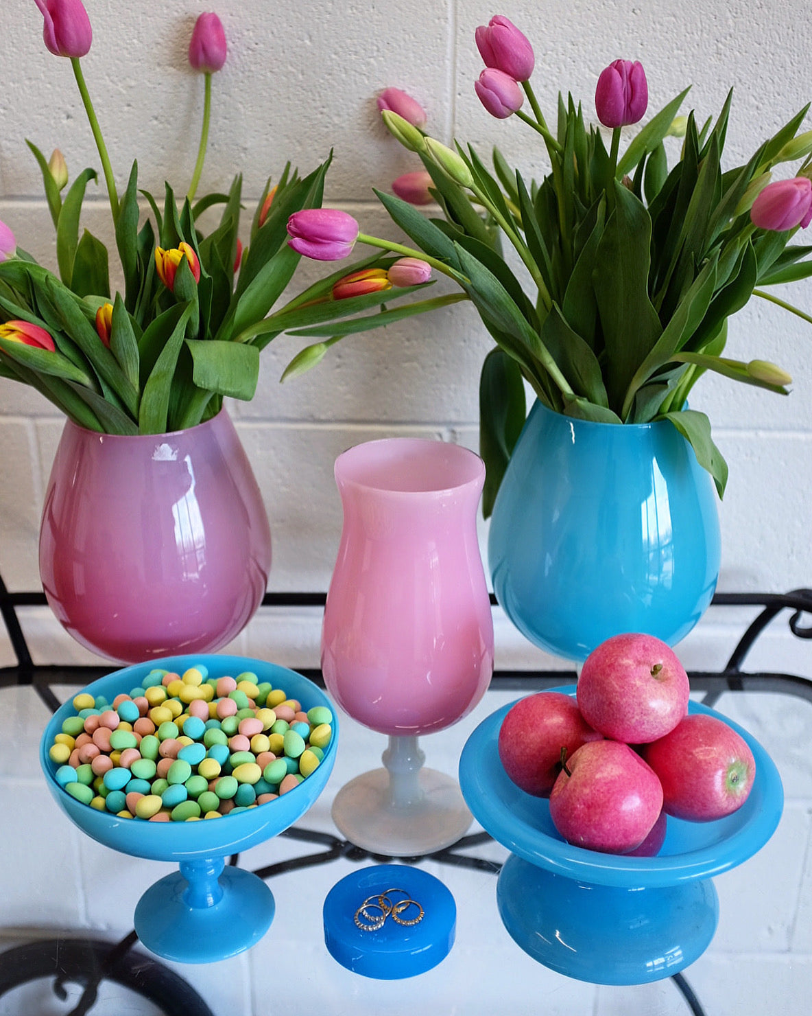 Large French Pink Opaline Goblet