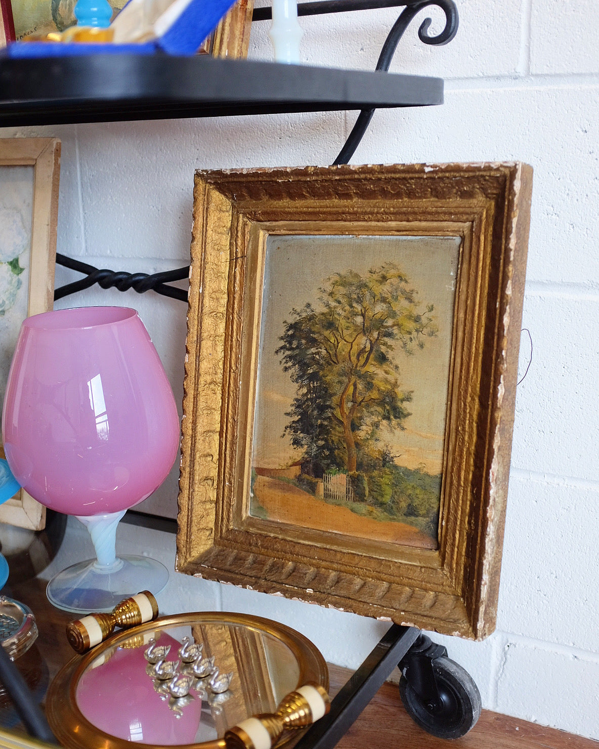 Large French Pink Opaline Goblet