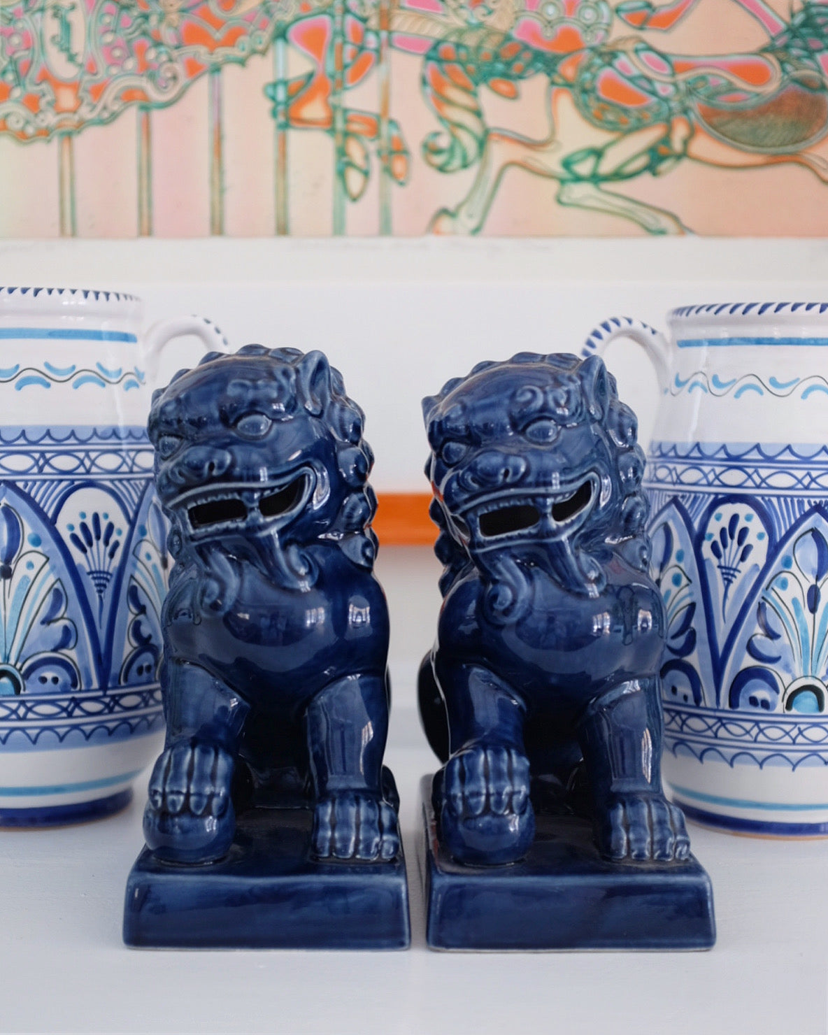 Pair of Dark Blue Foo Dogs