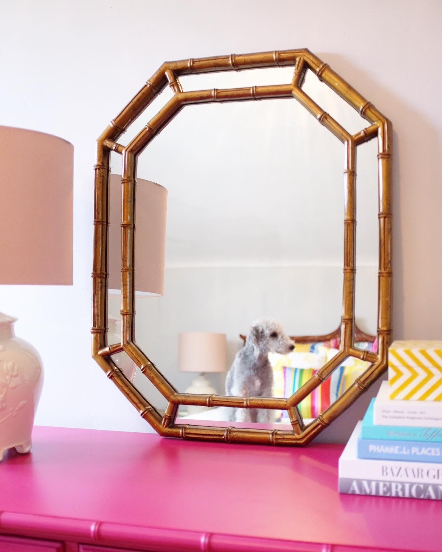 Octagonal Faux Bamboo Mirror
