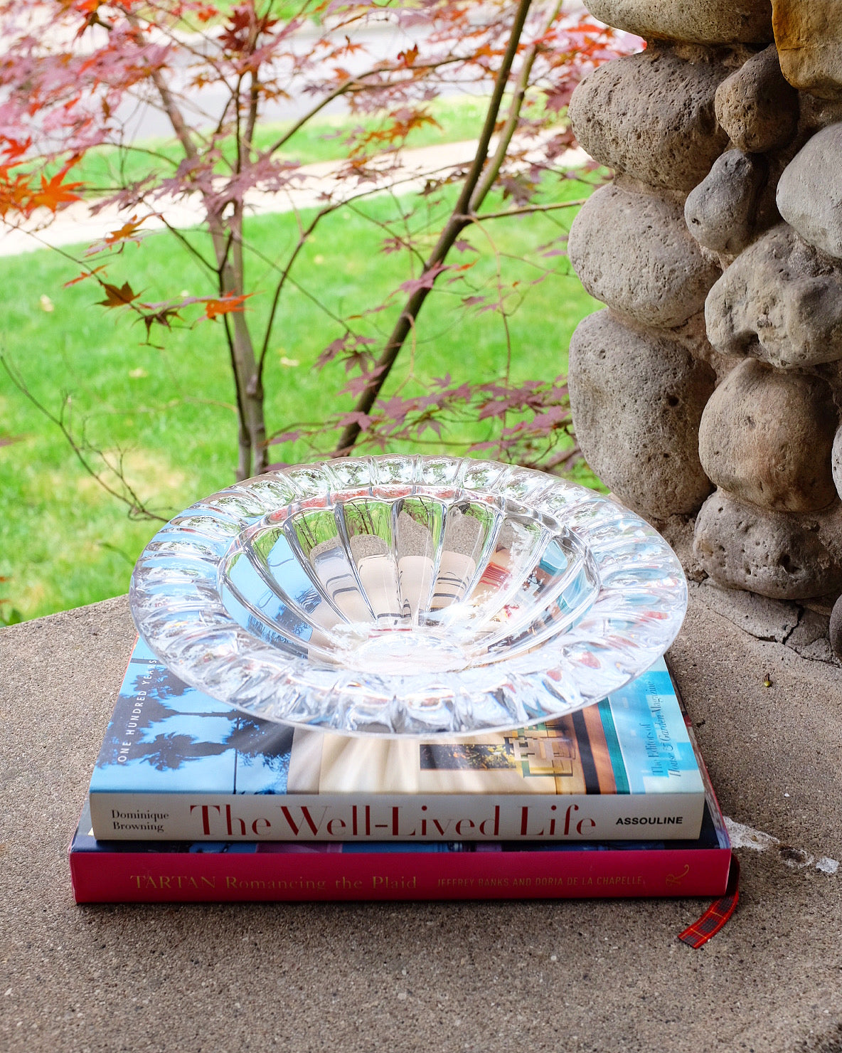 Large Ribbed Glass Bowl