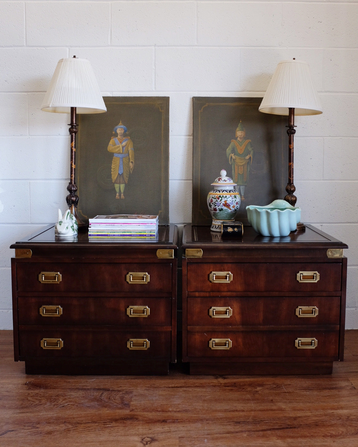 Pair of Campaign Style Side Tables
