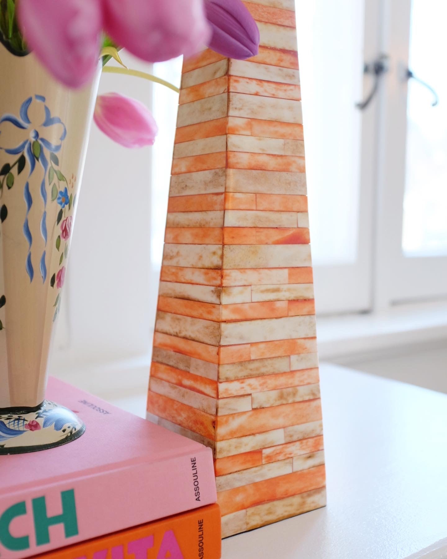 Orange and Beige Bone Obelisk