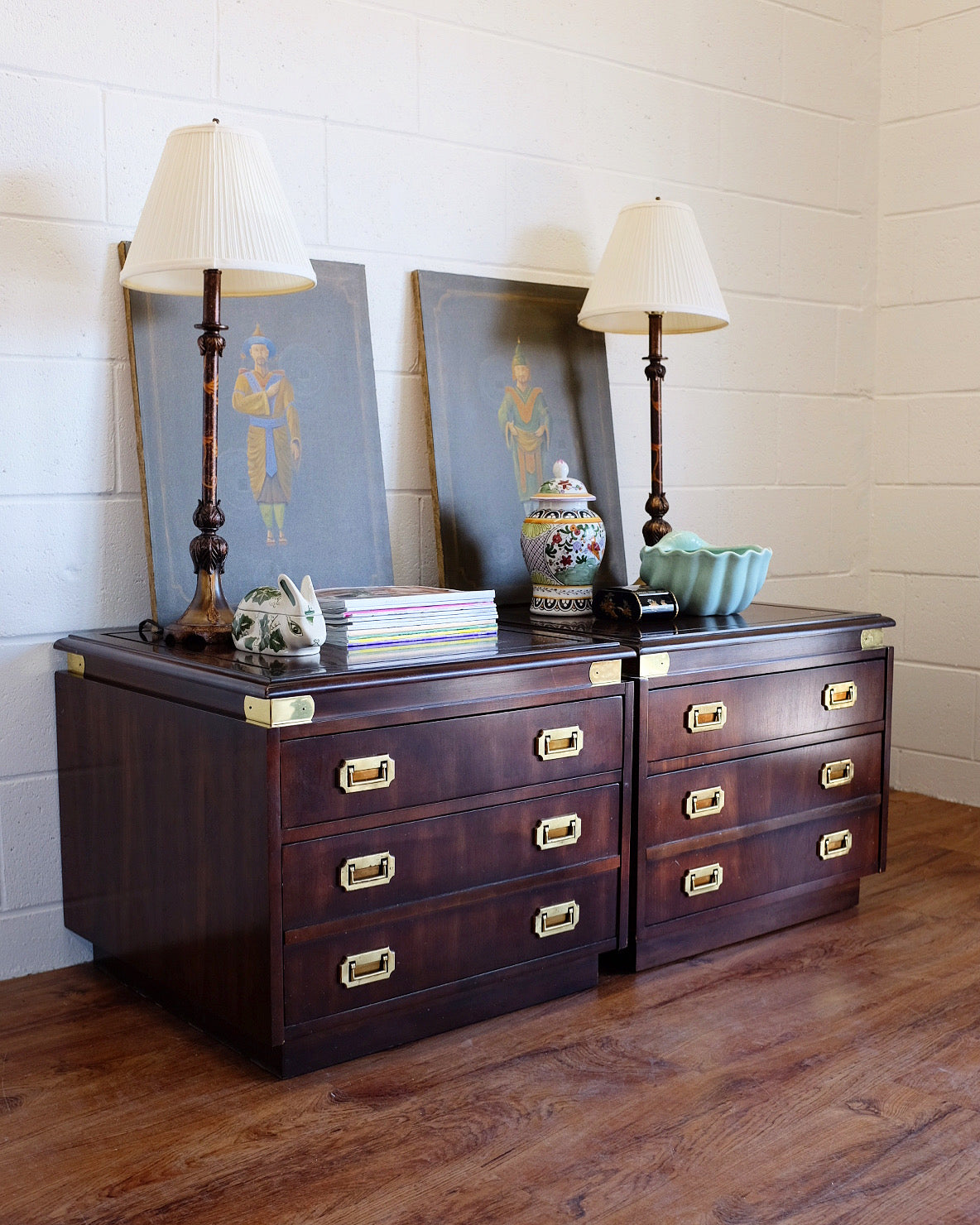 Pair of Campaign Style Side Tables