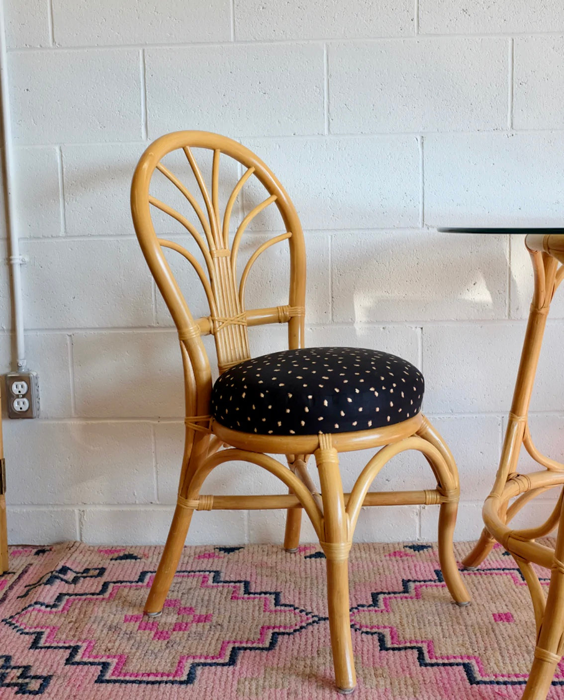 Rattan Table & Two Chairs Set