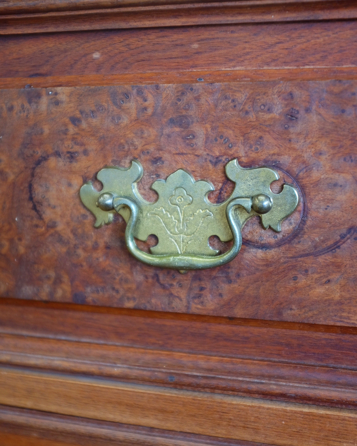 Burled Walnut Chest with Marble Top