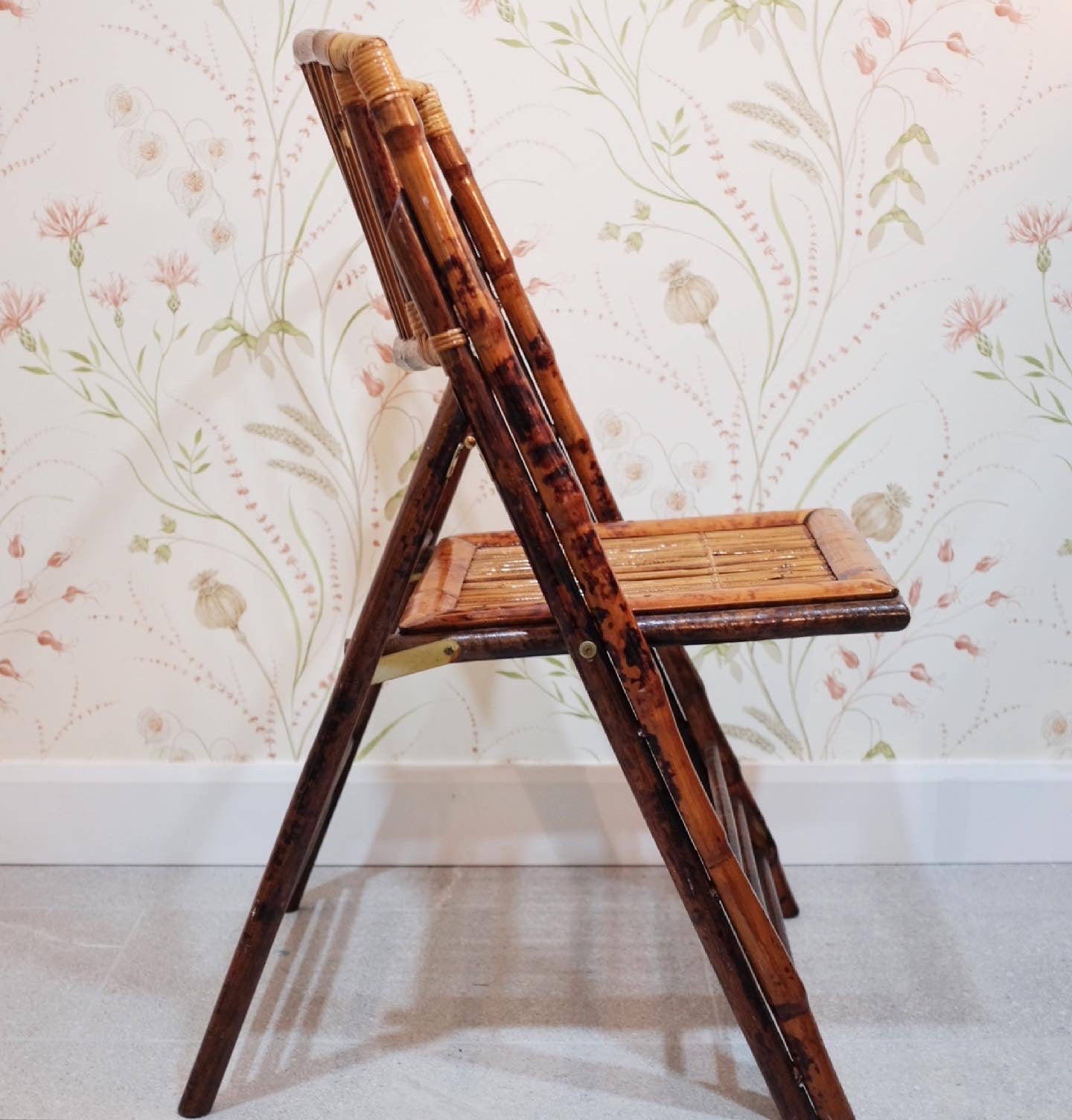 Folding Burnt Bamboo Chairs