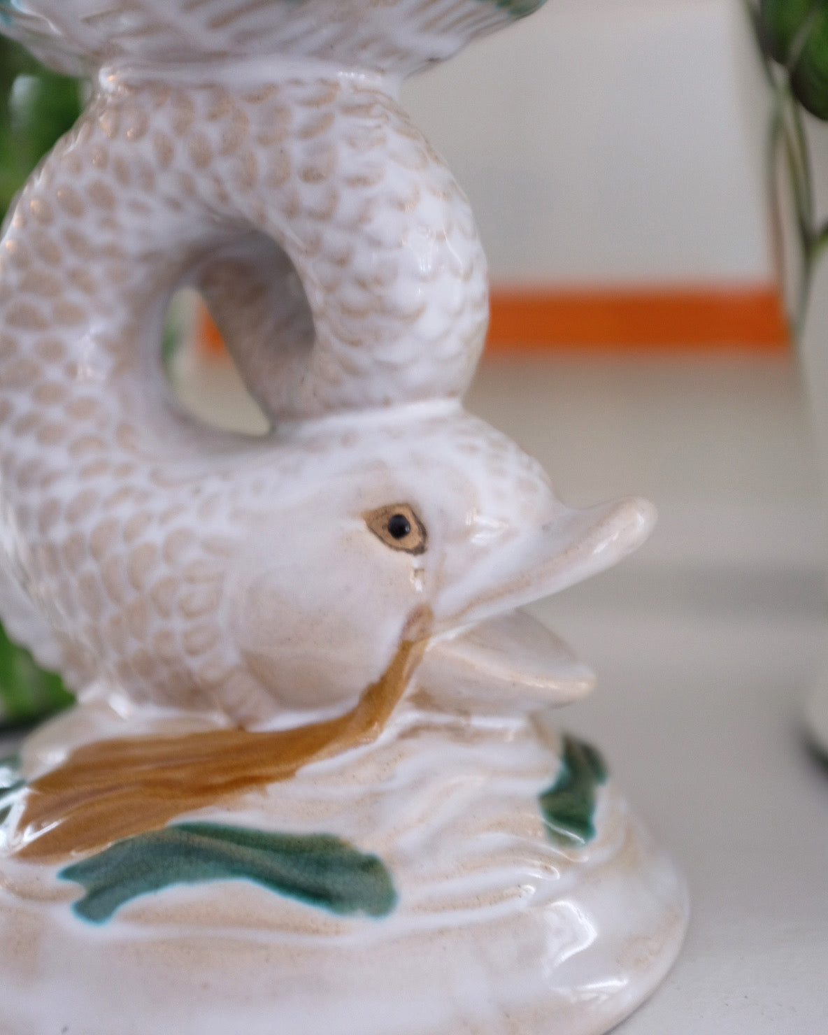 Ceramic Shell Dish on Fish Pedestal