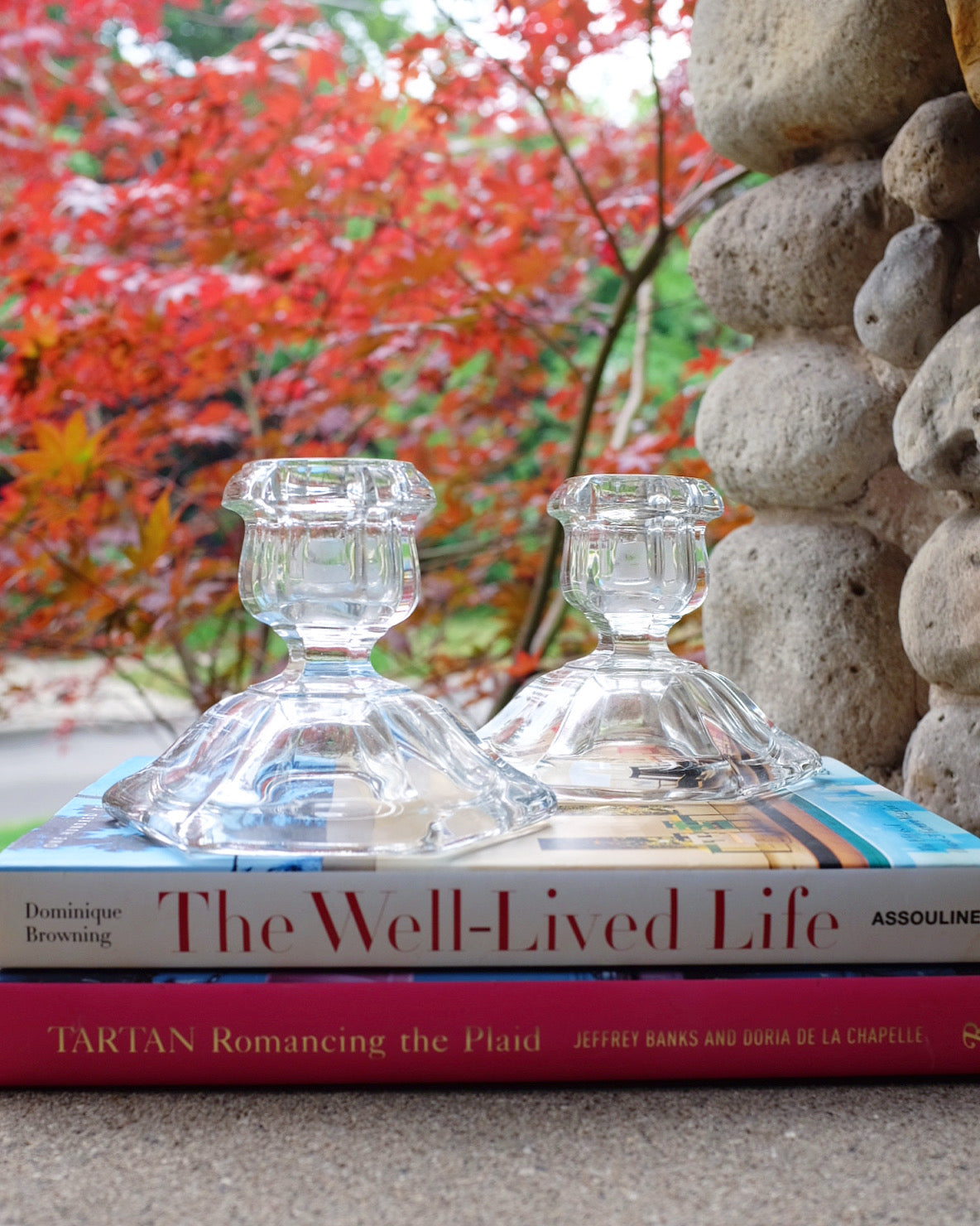 Pair Glass Candle Stick Holders