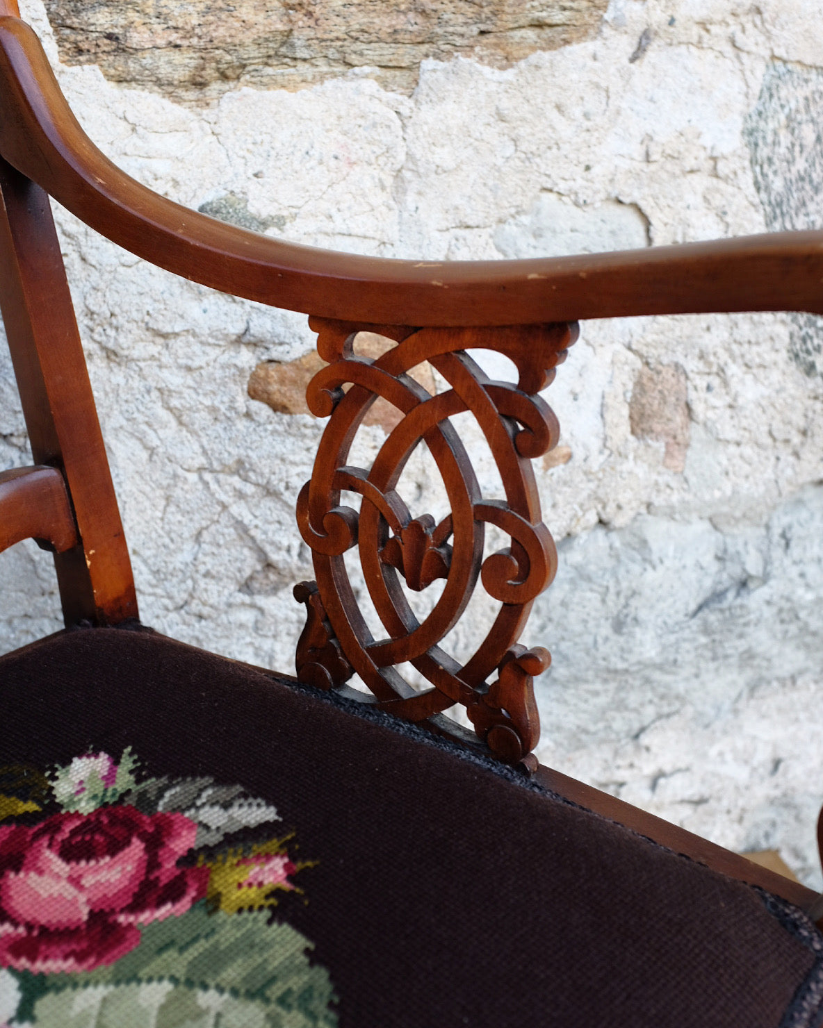 Antique Chippendale Style Needlepoint Chair